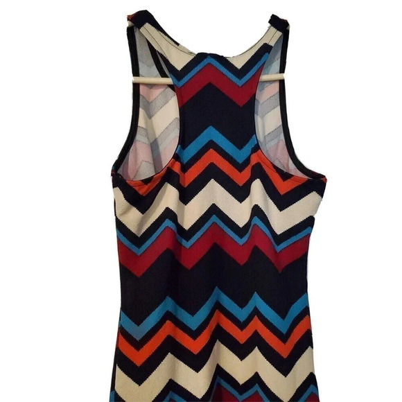 Ambiance Dress Womens Medium Chevron Blue Red Blue Sleeveless - Picture 4 of 4